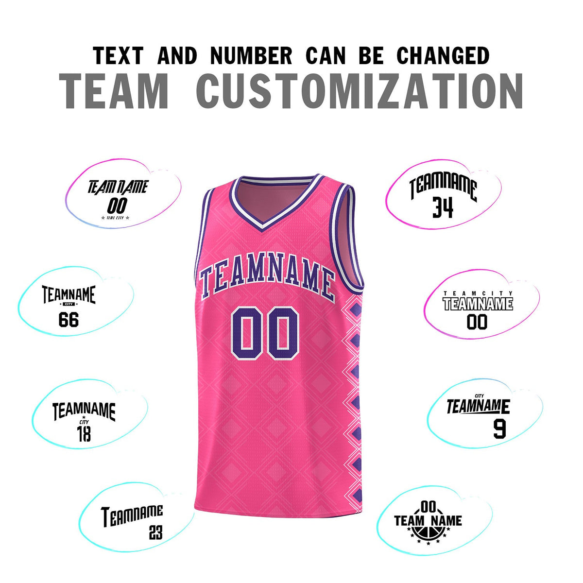 Custom Pink Side Blocks Sports Uniform Basketball Jersey