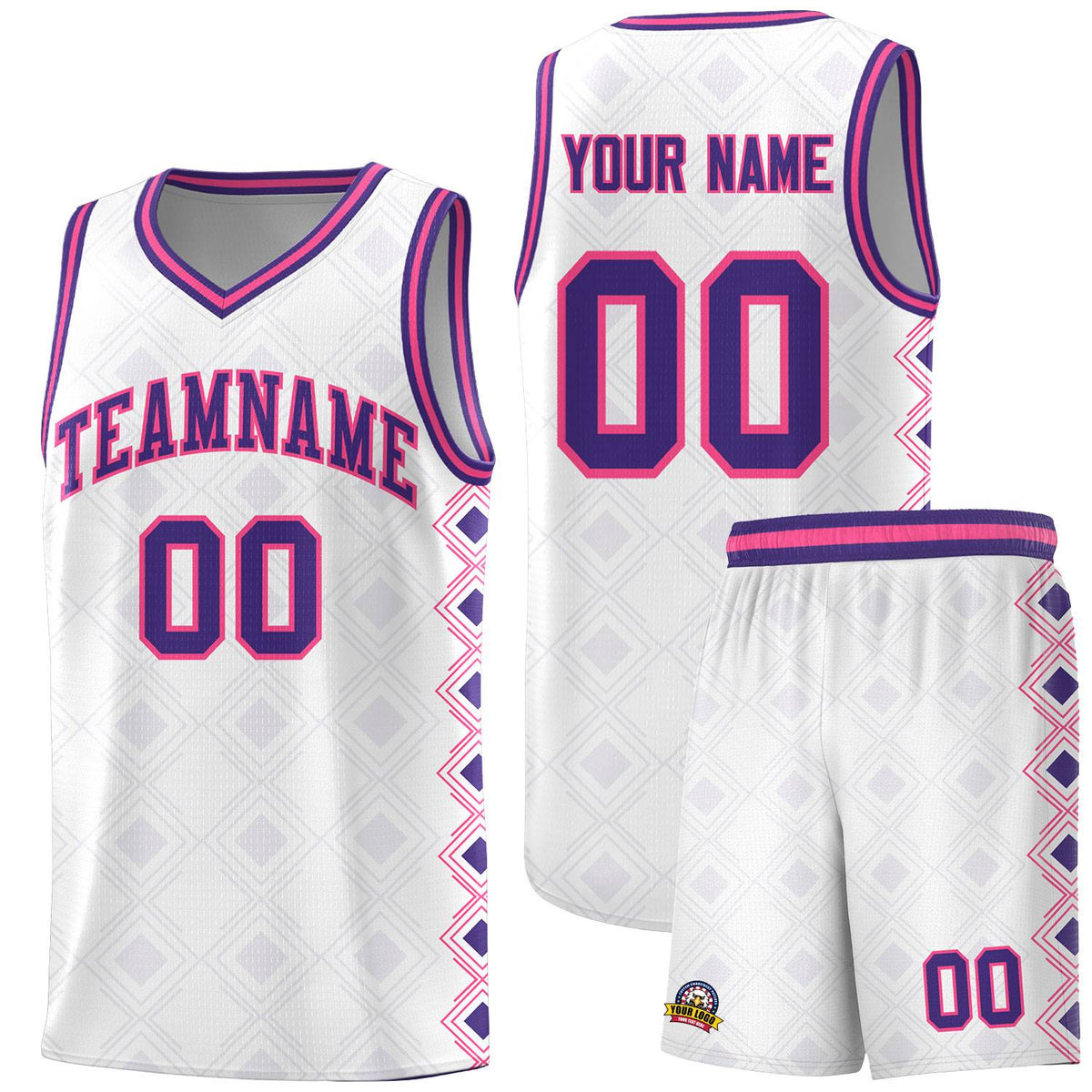 Custom White Side Blocks Sports Uniform Basketball Jersey