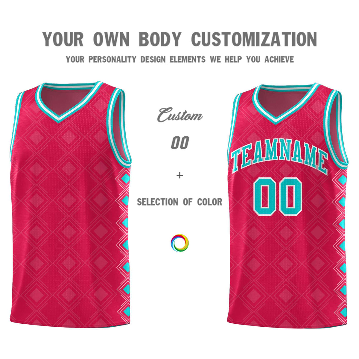 Custom Red Side Blocks Sports Uniform Basketball Jersey