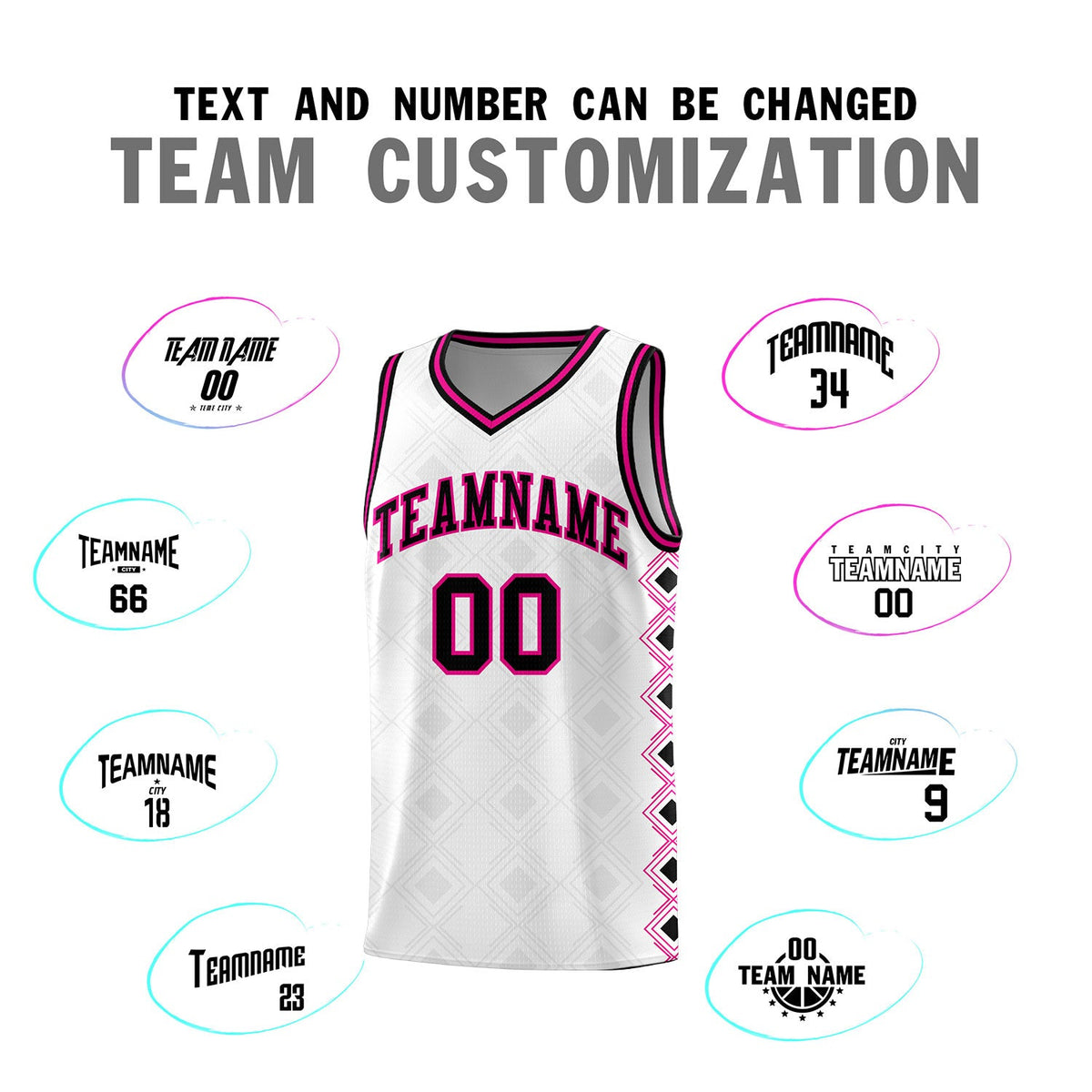 Custom White Side Blocks Sports Uniform Basketball Jersey