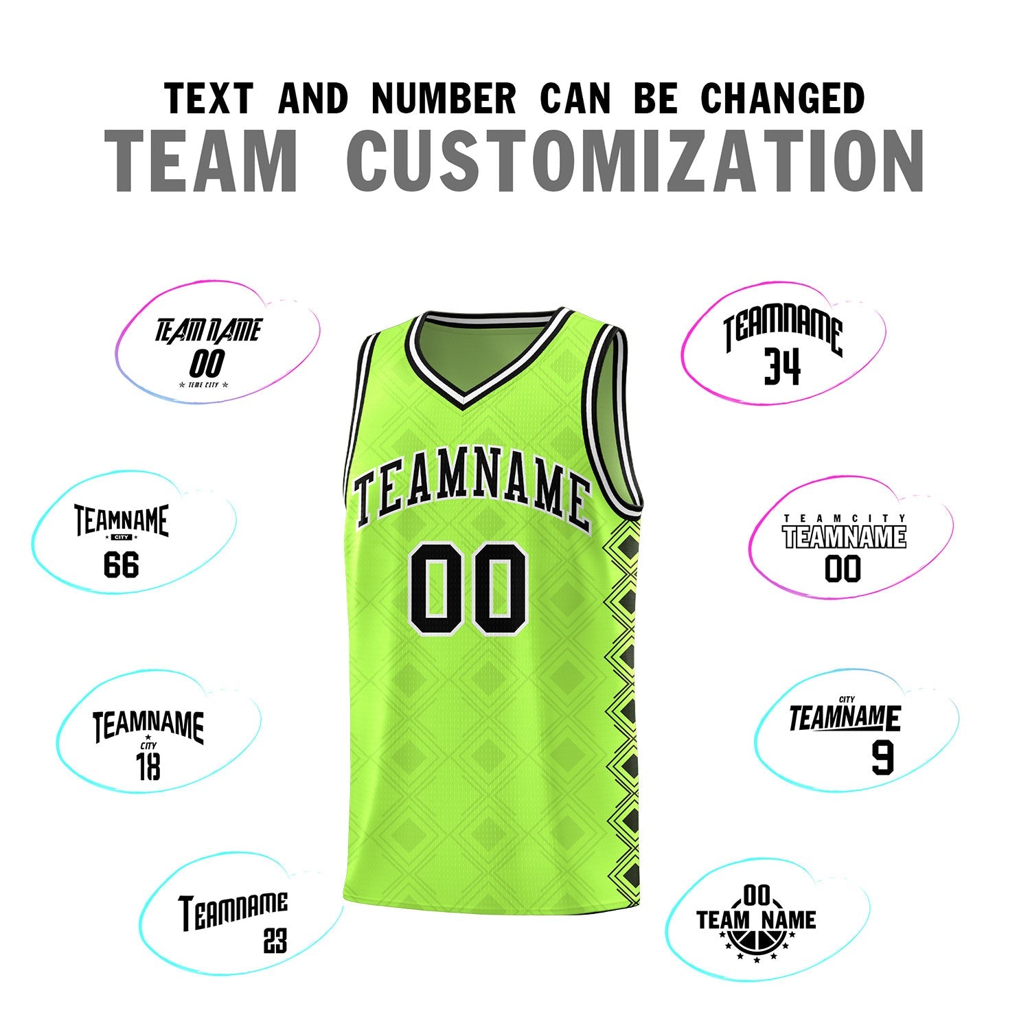 Custom Neon Green Side Blocks Sports Uniform Basketball Jersey