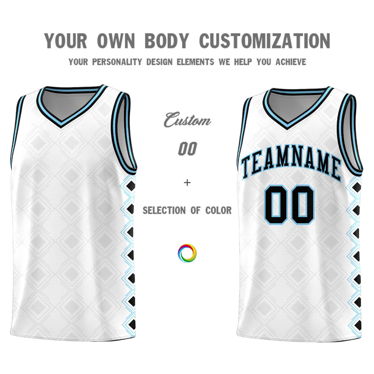 Custom White Side Blocks Sports Uniform Basketball Jersey