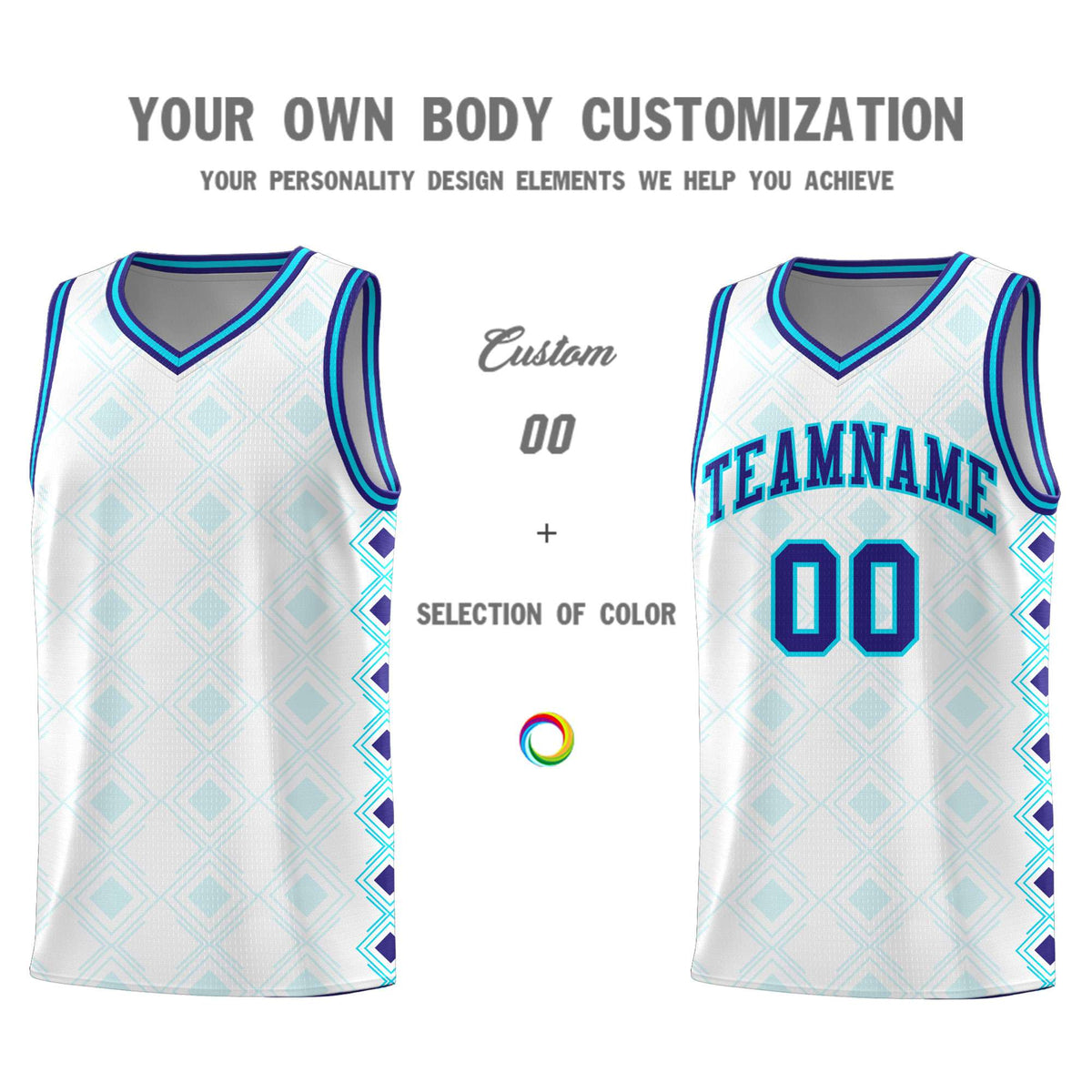 Custom White Side Blocks Sports Uniform Basketball Jersey