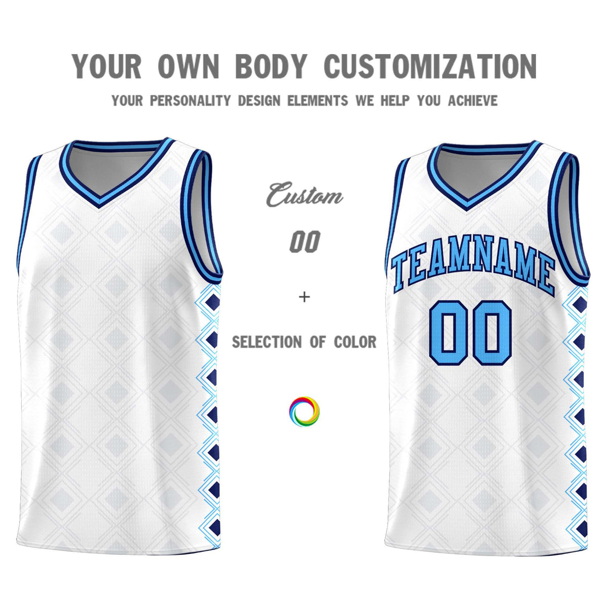 Custom White Side Blocks Sports Uniform Basketball Jersey