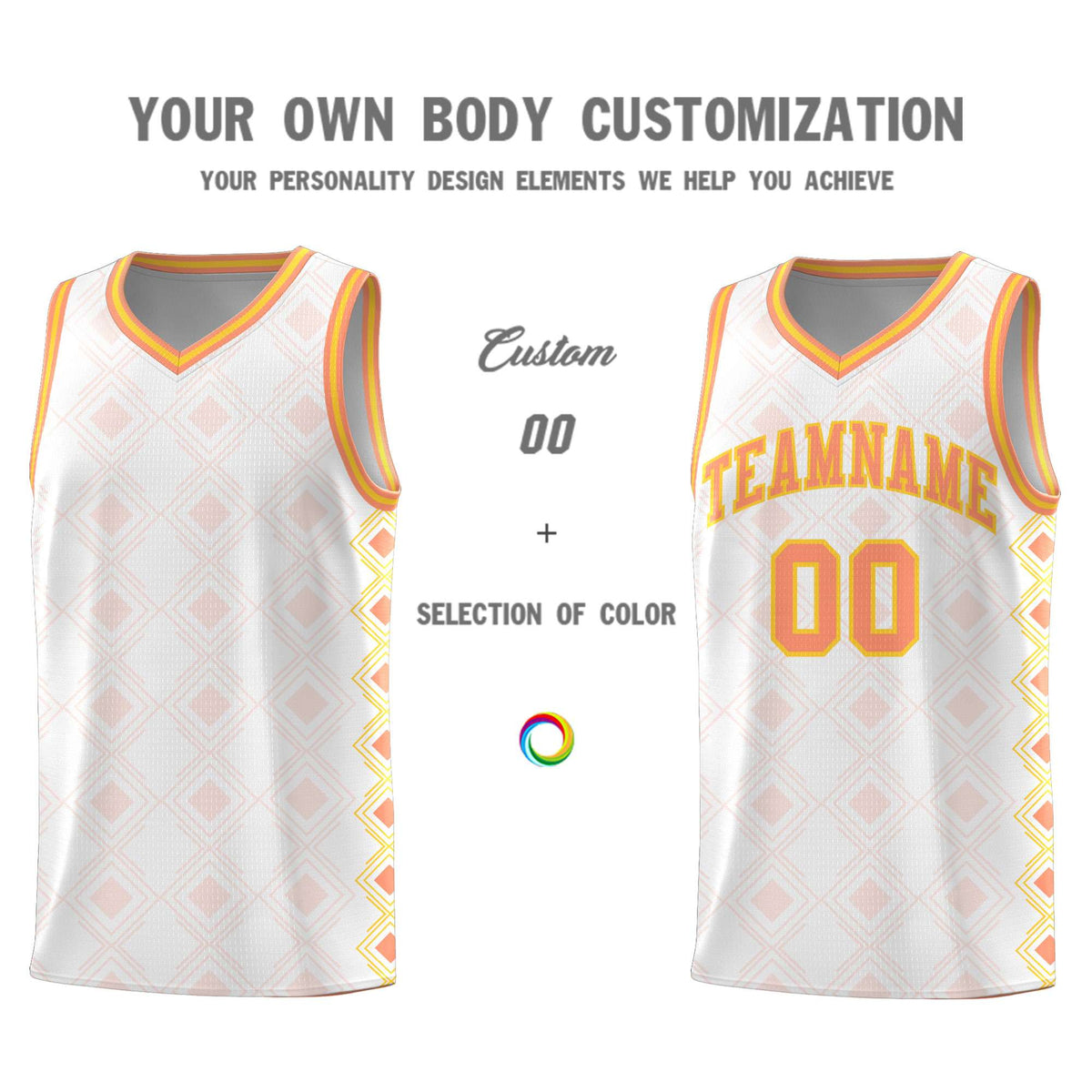Custom White Side Blocks Sports Uniform Basketball Jersey