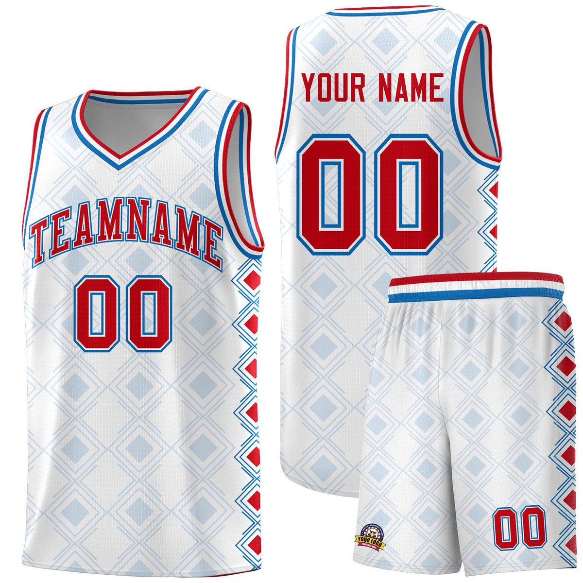 Custom White Side Blocks Sports Uniform Basketball Jersey