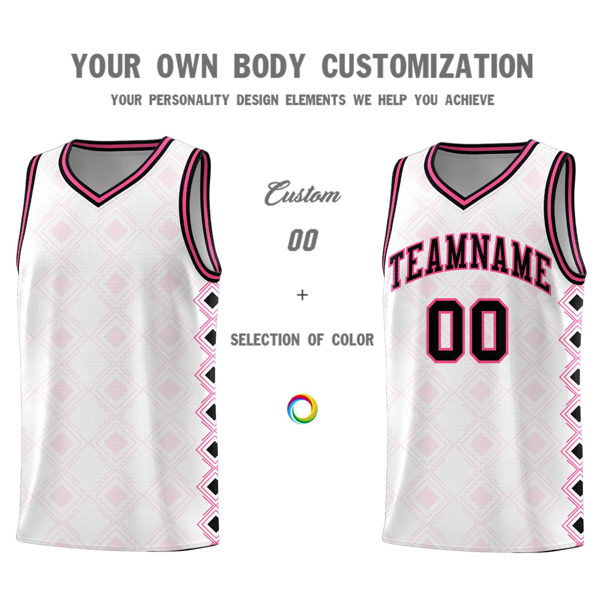 Custom White Side Blocks Sports Uniform Basketball Jersey