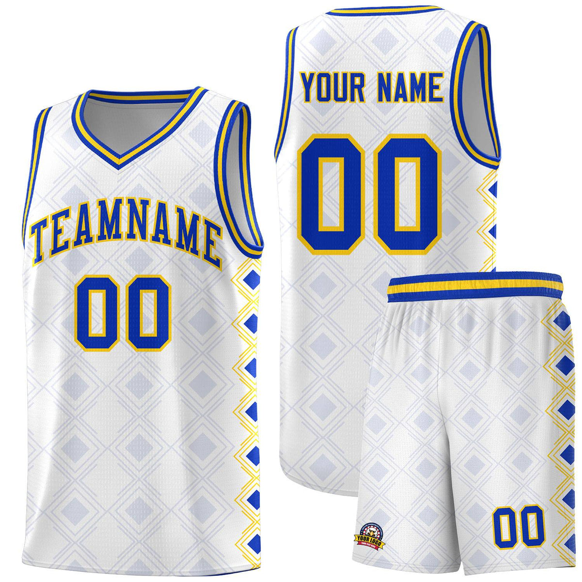 Custom White Side Blocks Sports Uniform Basketball Jersey