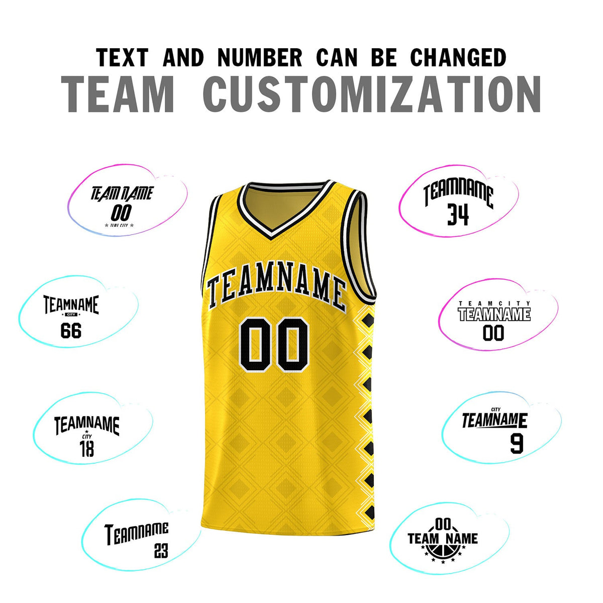 Custom Gold Side Blocks Sports Uniform Basketball Jersey