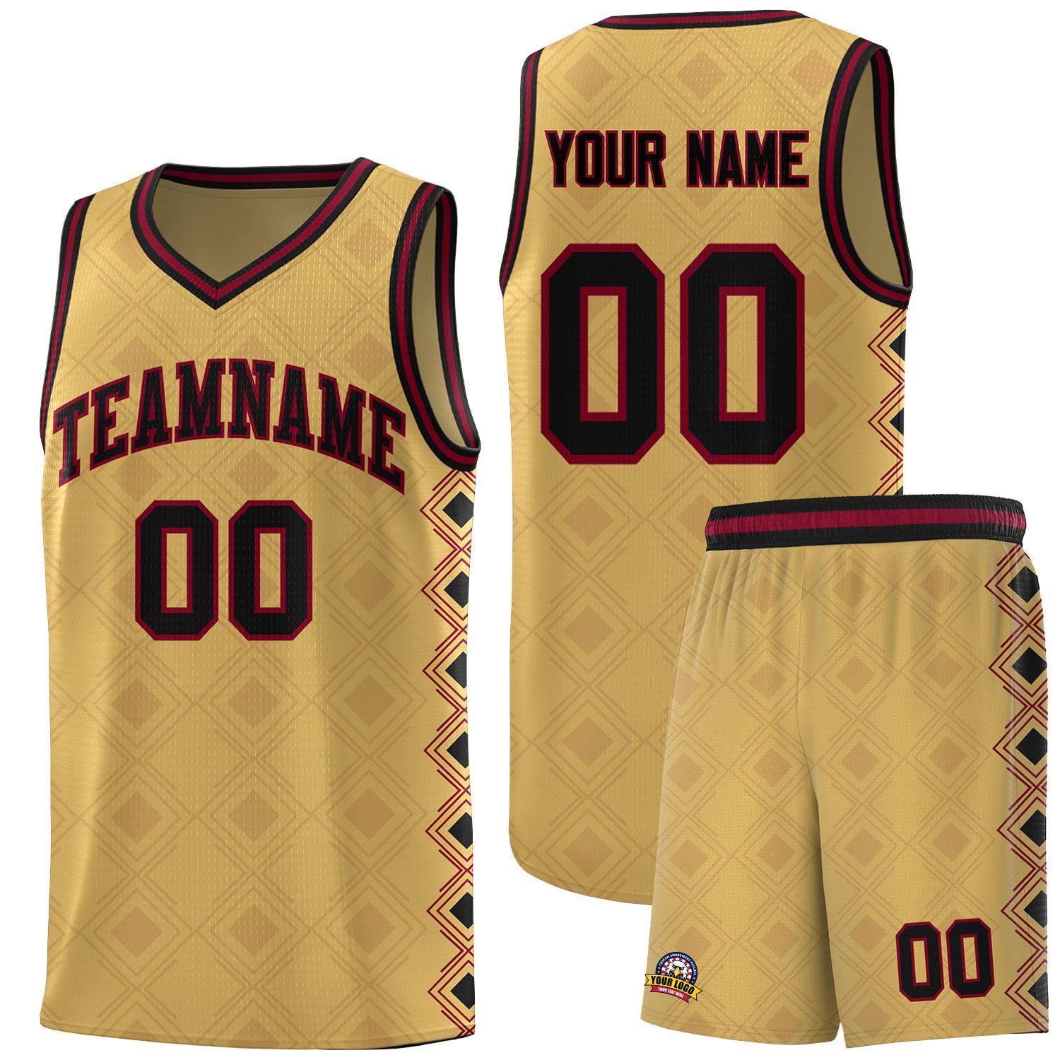 Custom Old Gold Side Blocks Sports Uniform Basketball Jersey