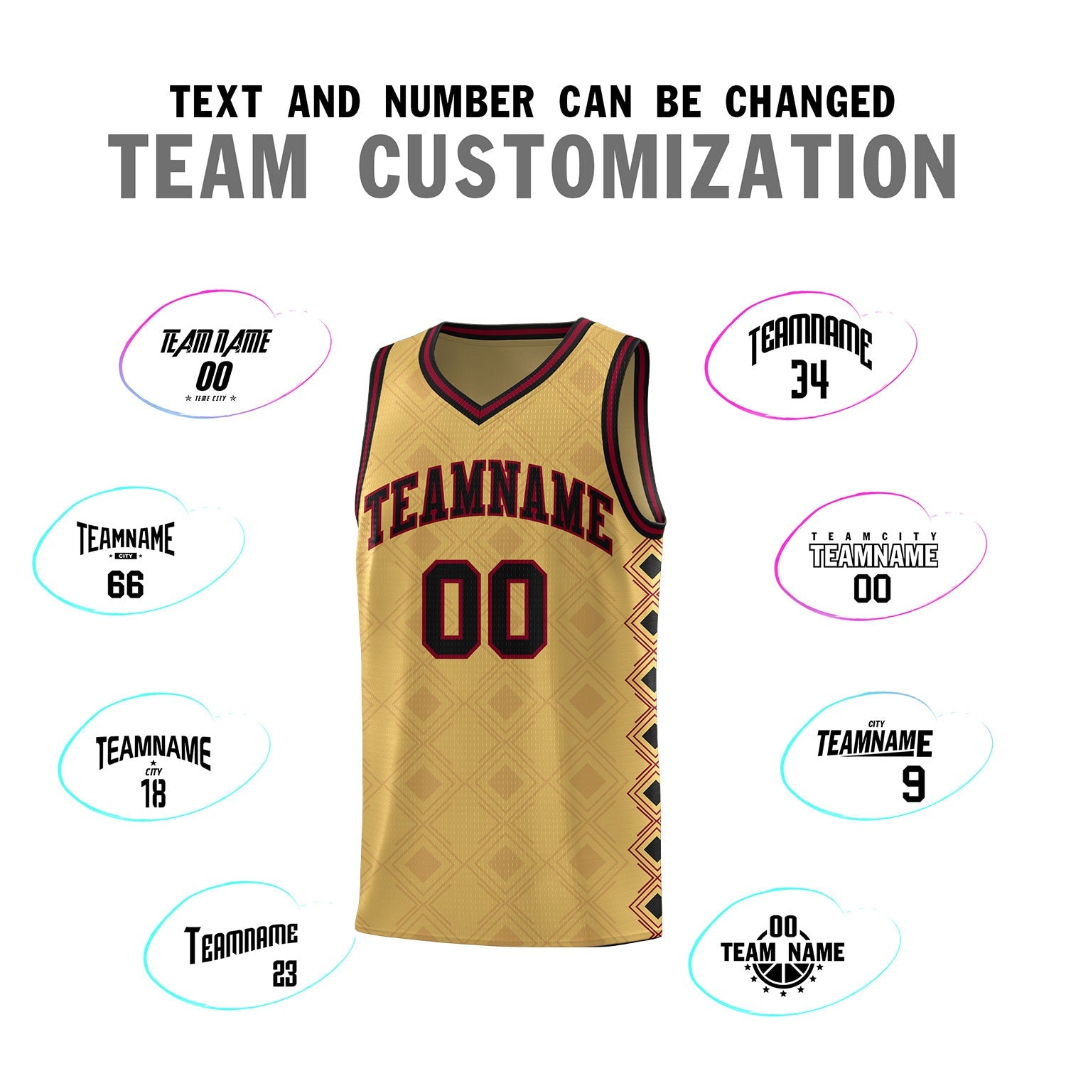 Custom Old Gold Side Blocks Sports Uniform Basketball Jersey
