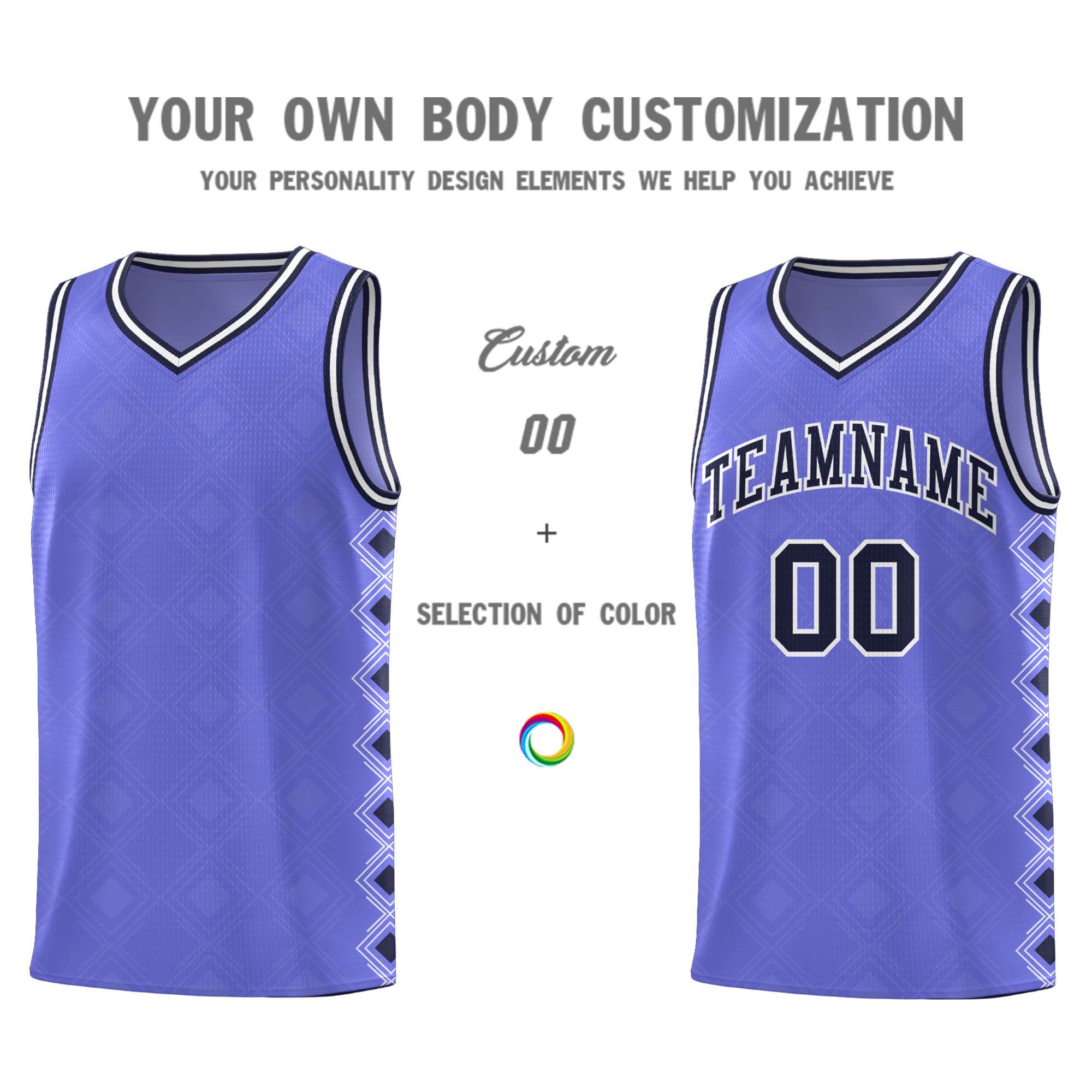 Custom Purple Side Blocks Sports Uniform Basketball Jersey