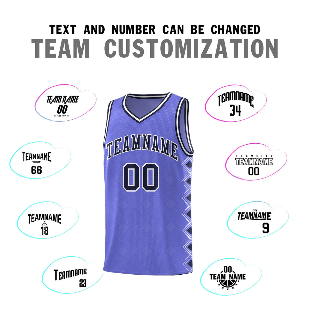Custom Purple Side Blocks Sports Uniform Basketball Jersey