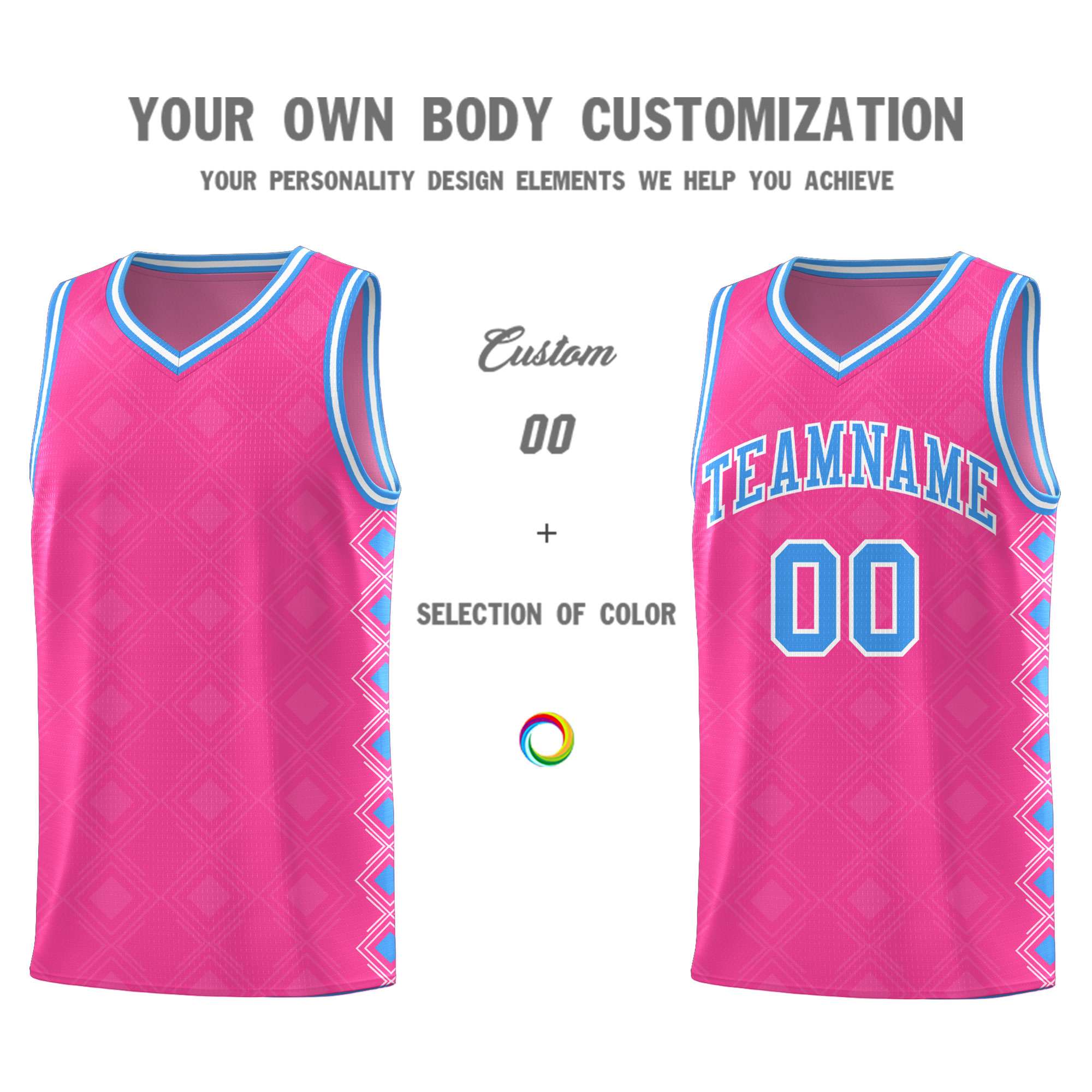 Custom Pink Side Blocks Sports Uniform Basketball Jersey