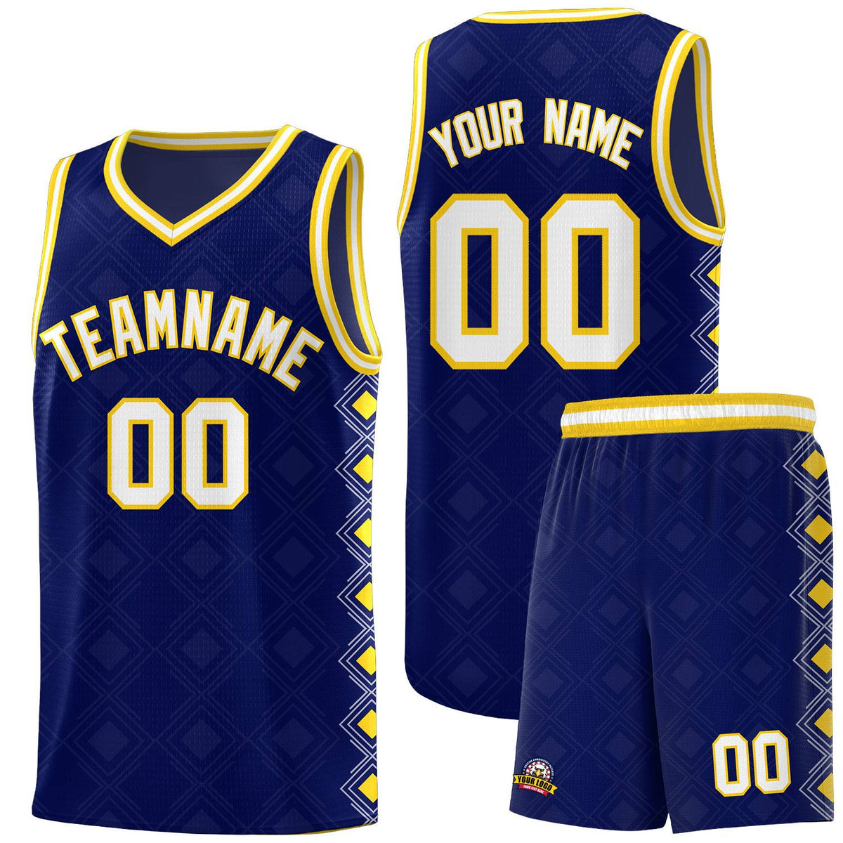 Custom Navy Side Blocks Sports Uniform Basketball Jersey