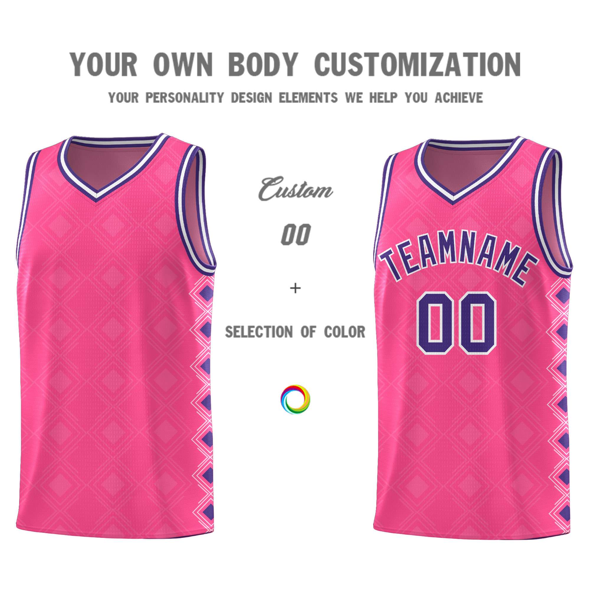 Custom Pink Side Blocks Sports Uniform Basketball Jersey