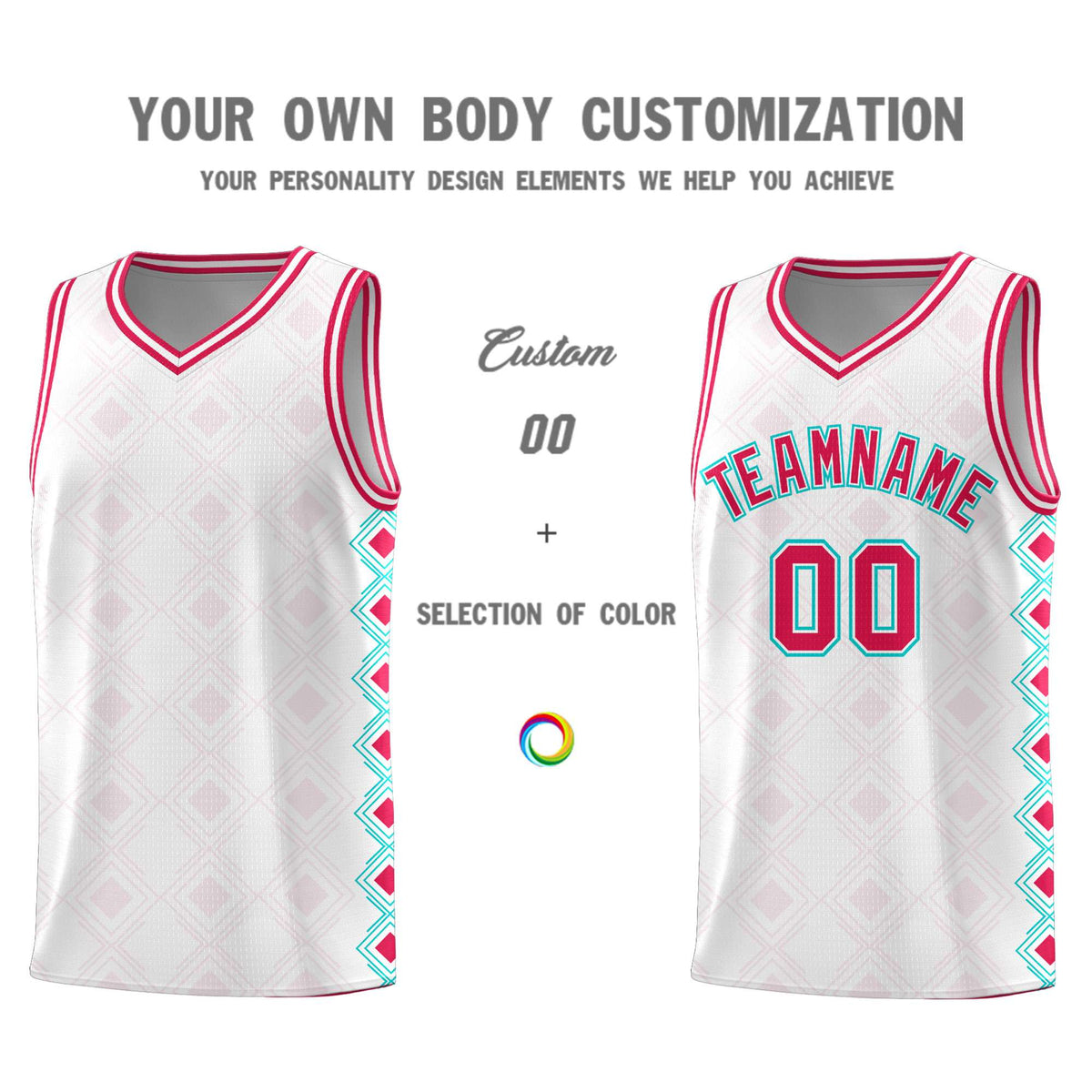 Custom White Side Blocks Sports Uniform Basketball Jersey