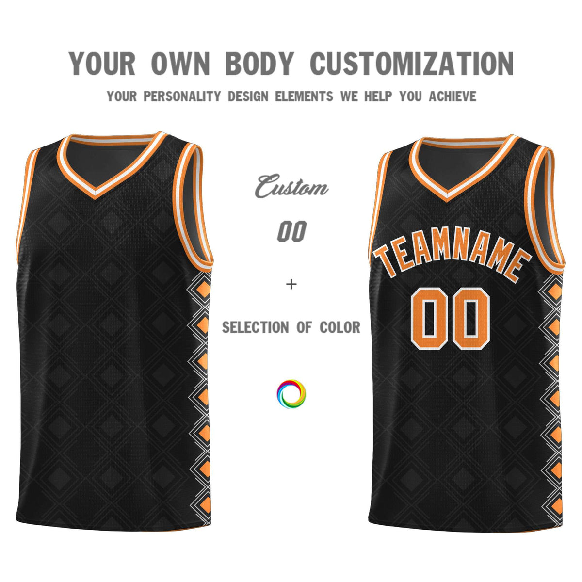 Custom Black Side Blocks Sports Uniform Basketball Jersey