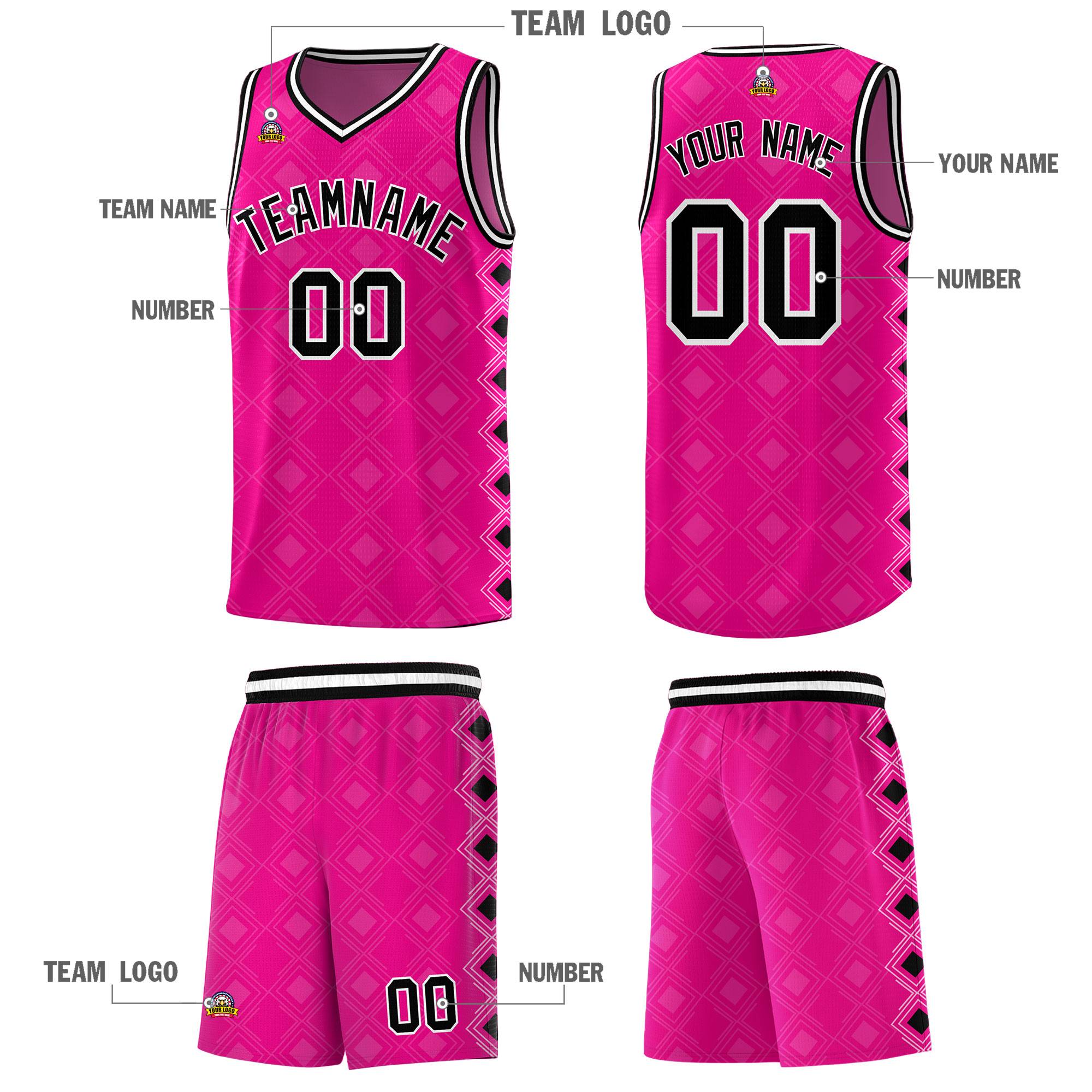 Custom Pink Side Blocks Sports Uniform Basketball Jersey
