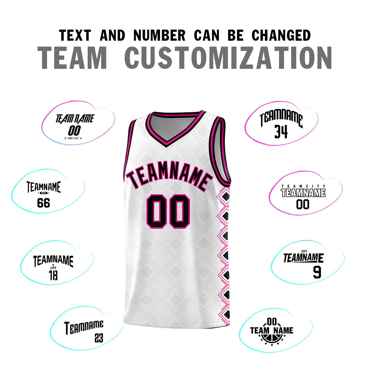 Custom White Side Blocks Sports Uniform Basketball Jersey
