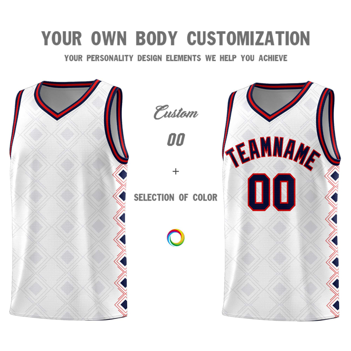 Custom White Side Blocks Sports Uniform Basketball Jersey