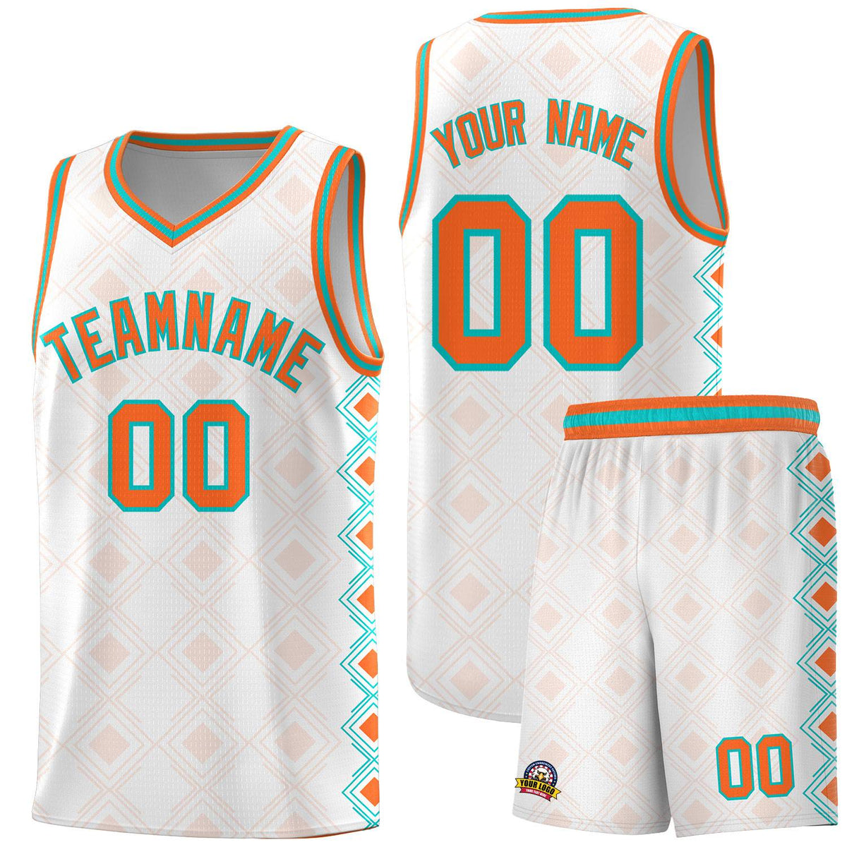 Custom White Side Blocks Sports Uniform Basketball Jersey