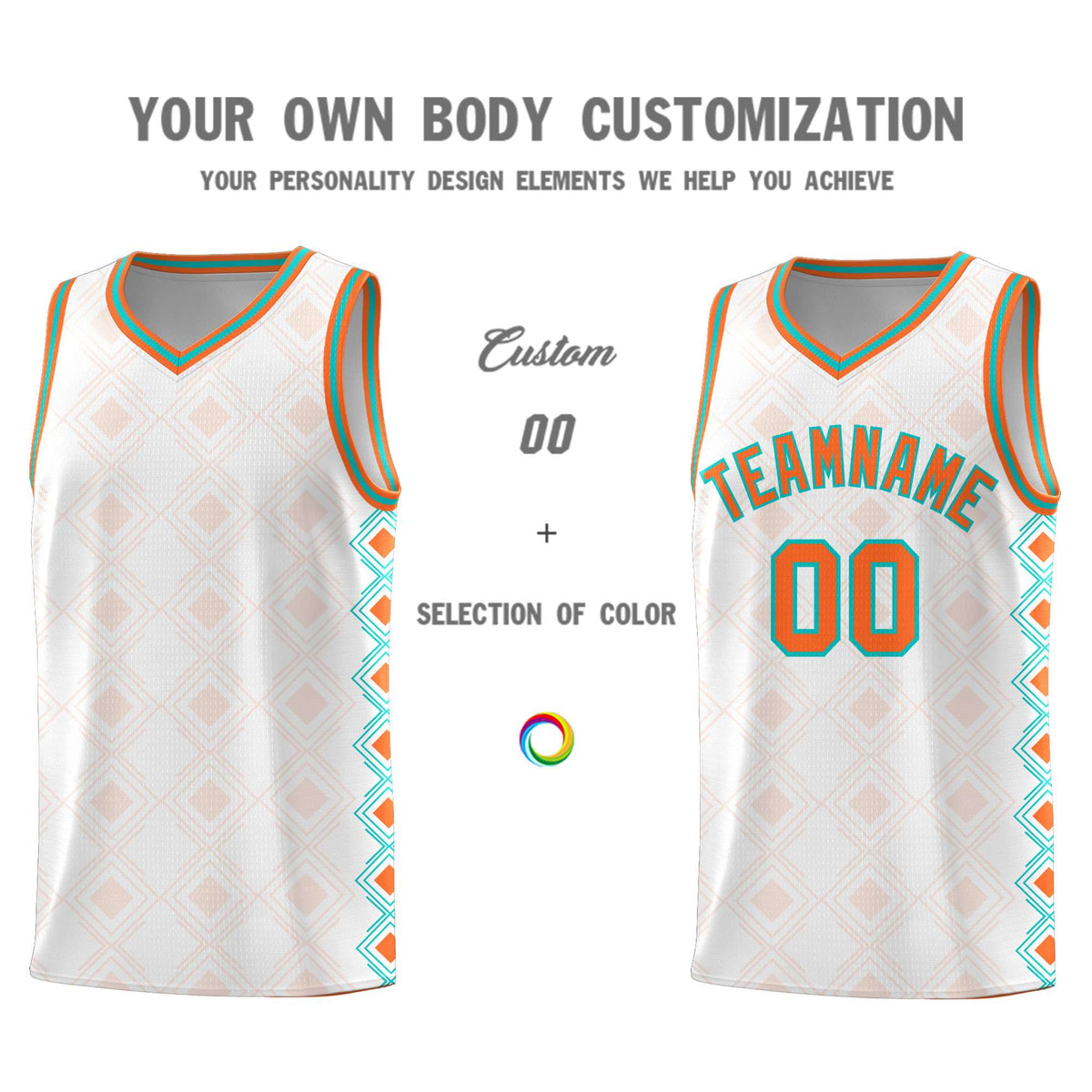 Custom White Side Blocks Sports Uniform Basketball Jersey