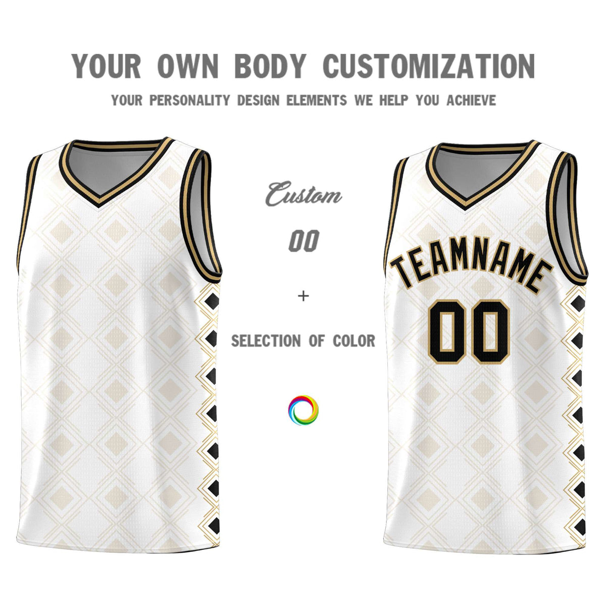 Custom White Side Blocks Sports Uniform Basketball Jersey