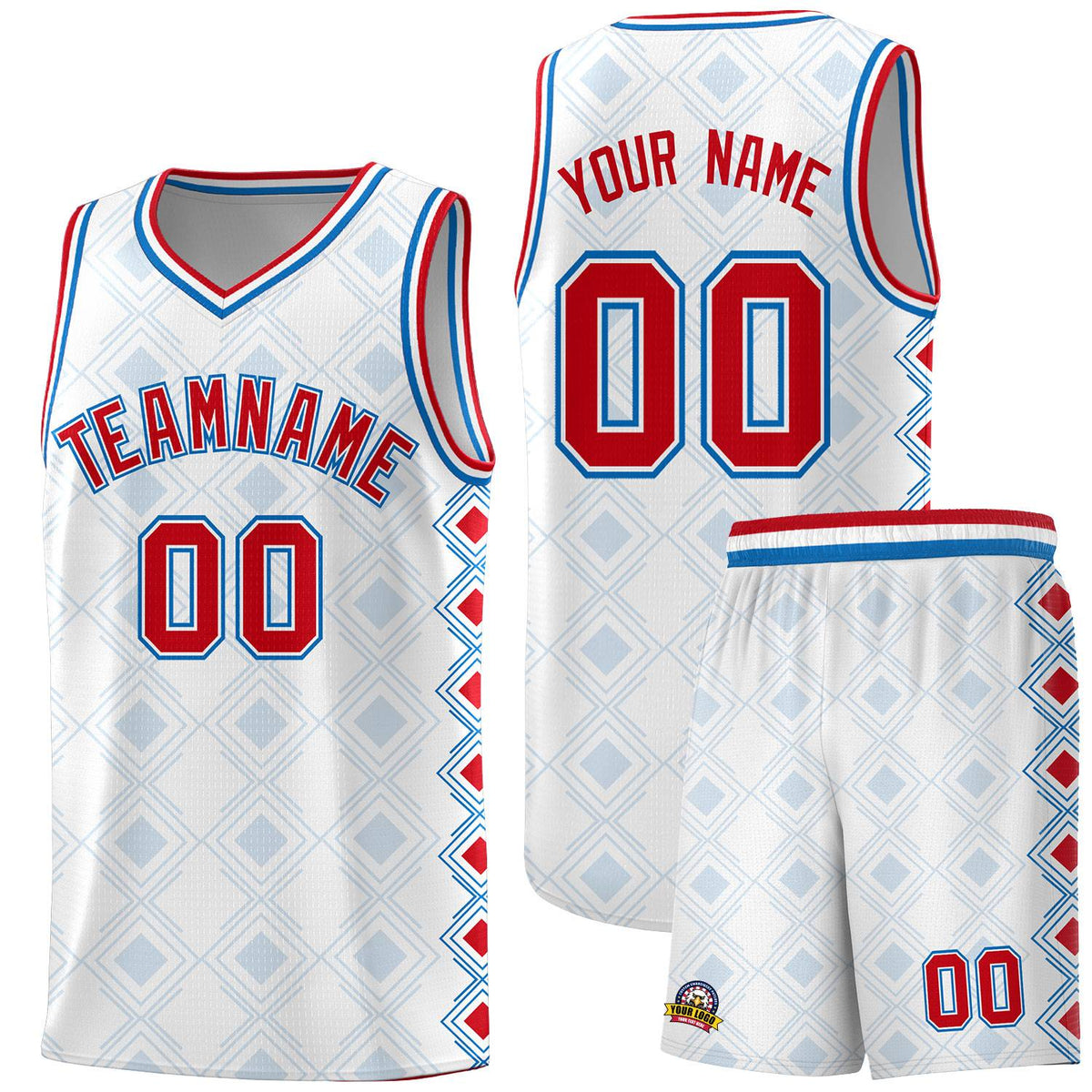 Custom White Side Blocks Sports Uniform Basketball Jersey