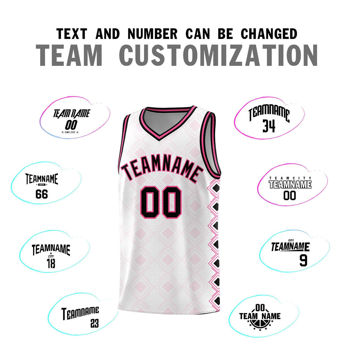 Custom White Side Blocks Sports Uniform Basketball Jersey