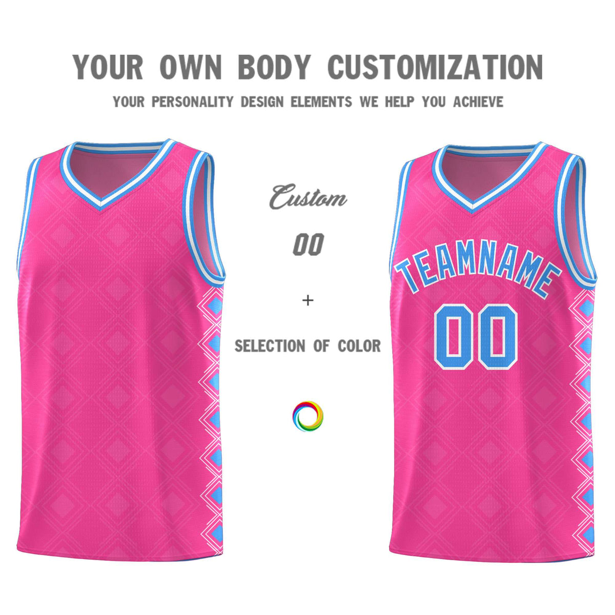 Custom Pink Side Blocks Sports Uniform Basketball Jersey