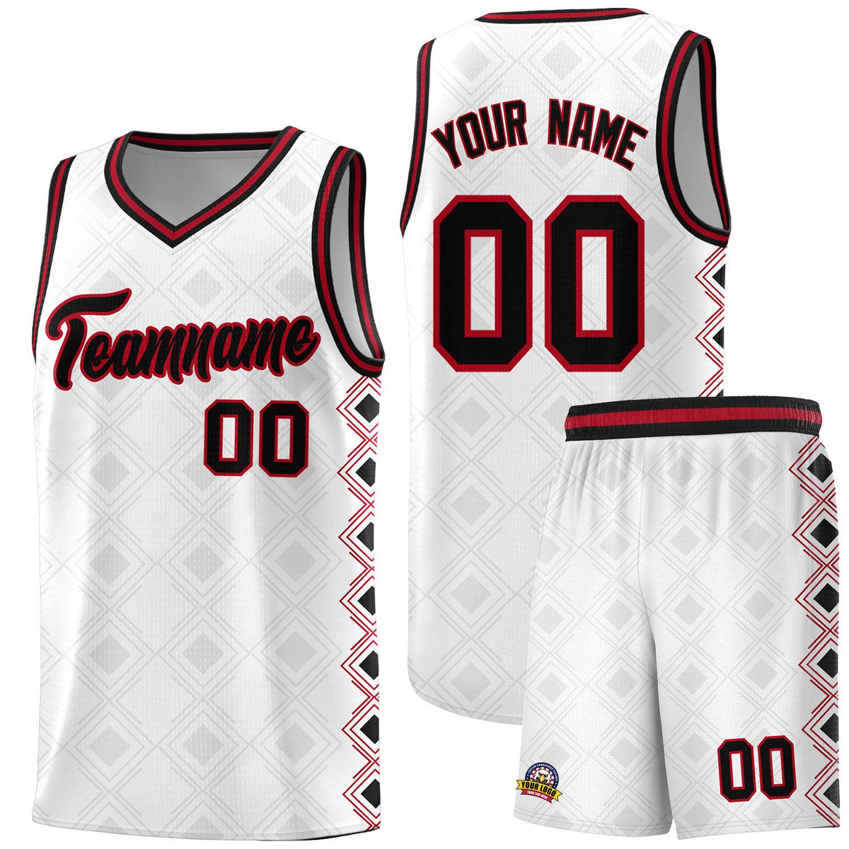 Custom White Side Blocks Sports Uniform Basketball Jersey