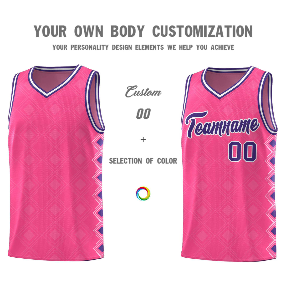 Custom Pink Side Blocks Sports Uniform Basketball Jersey