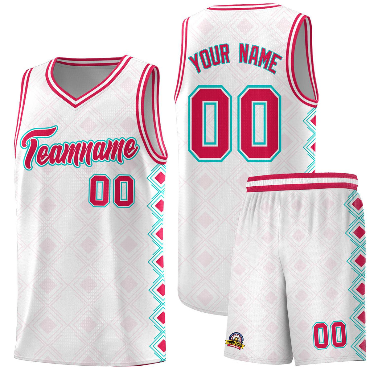 Custom White Side Blocks Sports Uniform Basketball Jersey