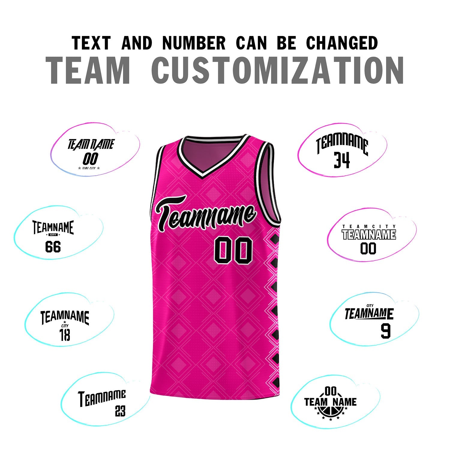 Custom Pink Side Blocks Sports Uniform Basketball Jersey