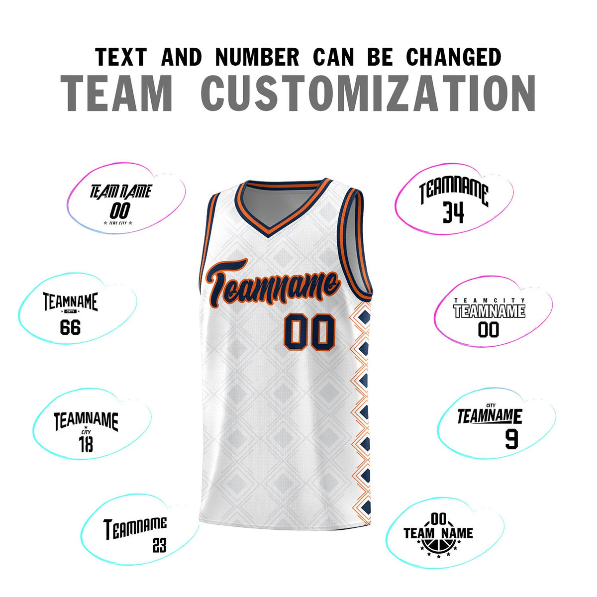 Custom White Side Blocks Sports Uniform Basketball Jersey
