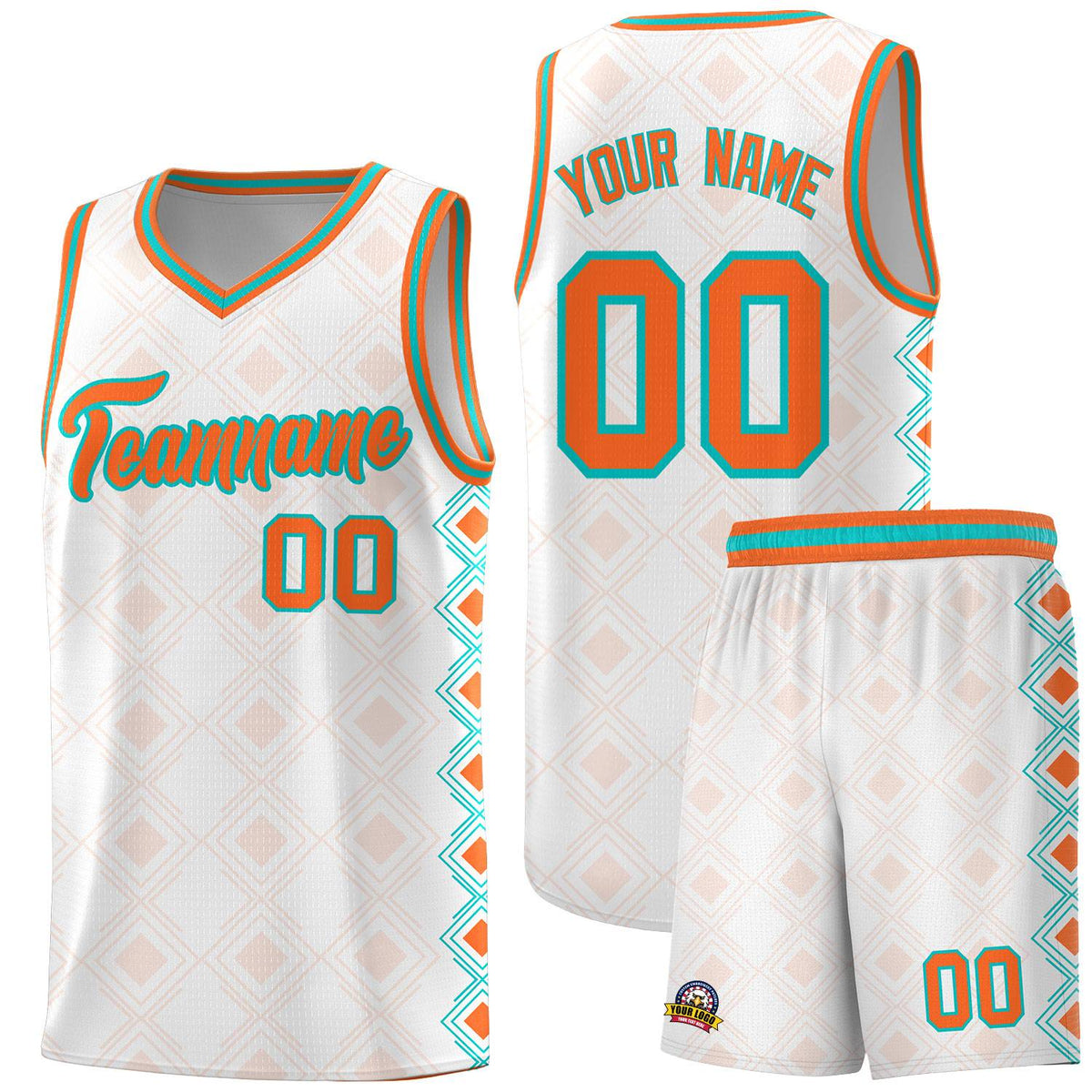 Custom White Side Blocks Sports Uniform Basketball Jersey