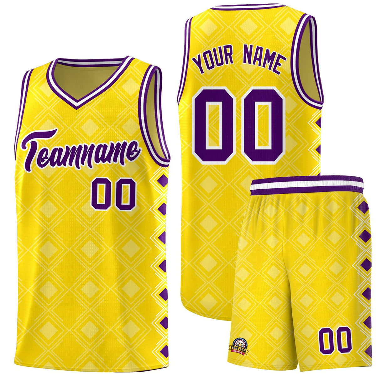 Custom Gold Side Blocks Sports Uniform Basketball Jersey
