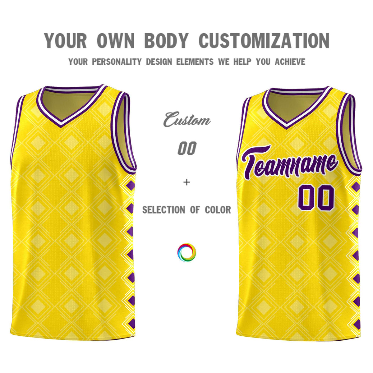 Custom Gold Side Blocks Sports Uniform Basketball Jersey