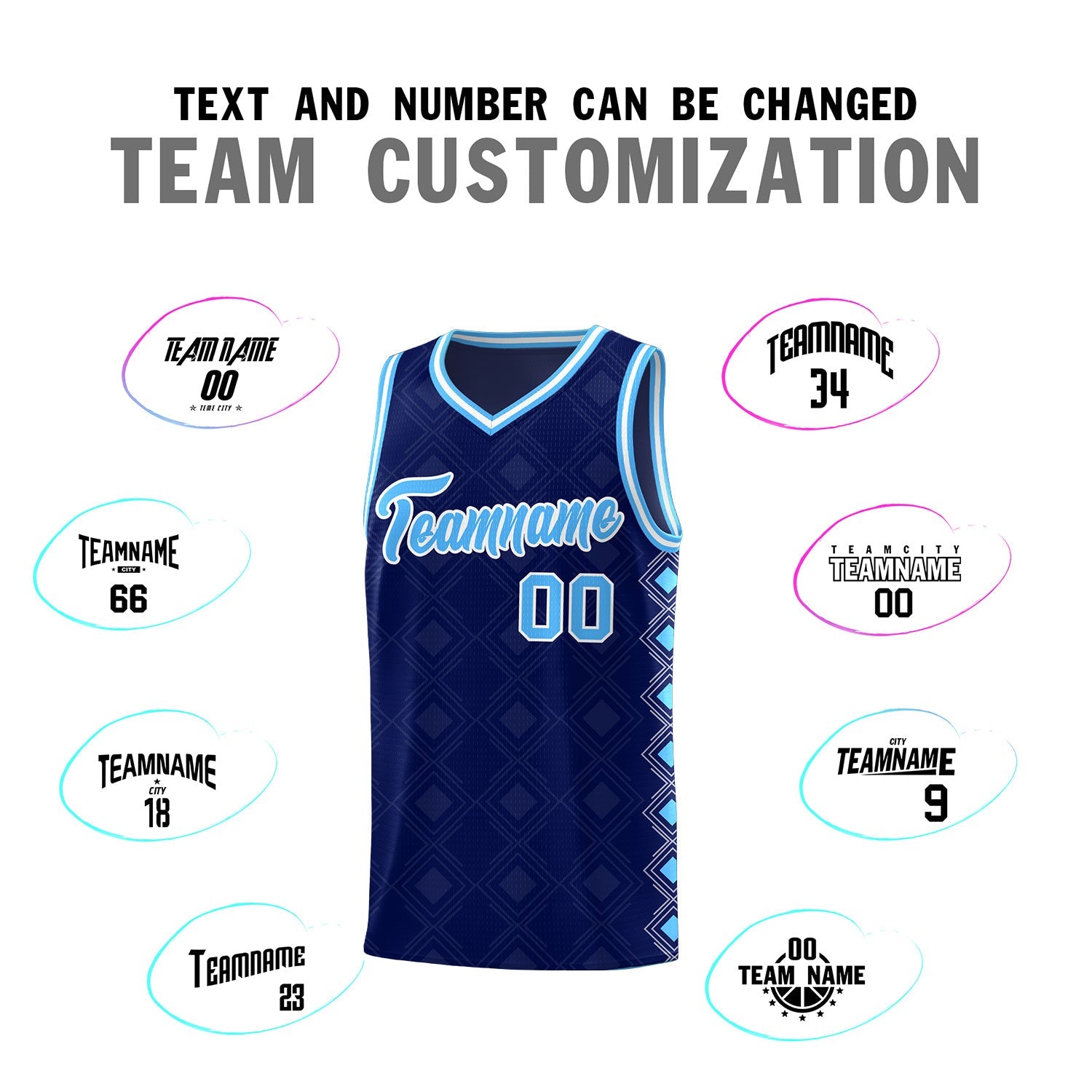 Custom Navy Side Blocks Sports Uniform Basketball Jersey