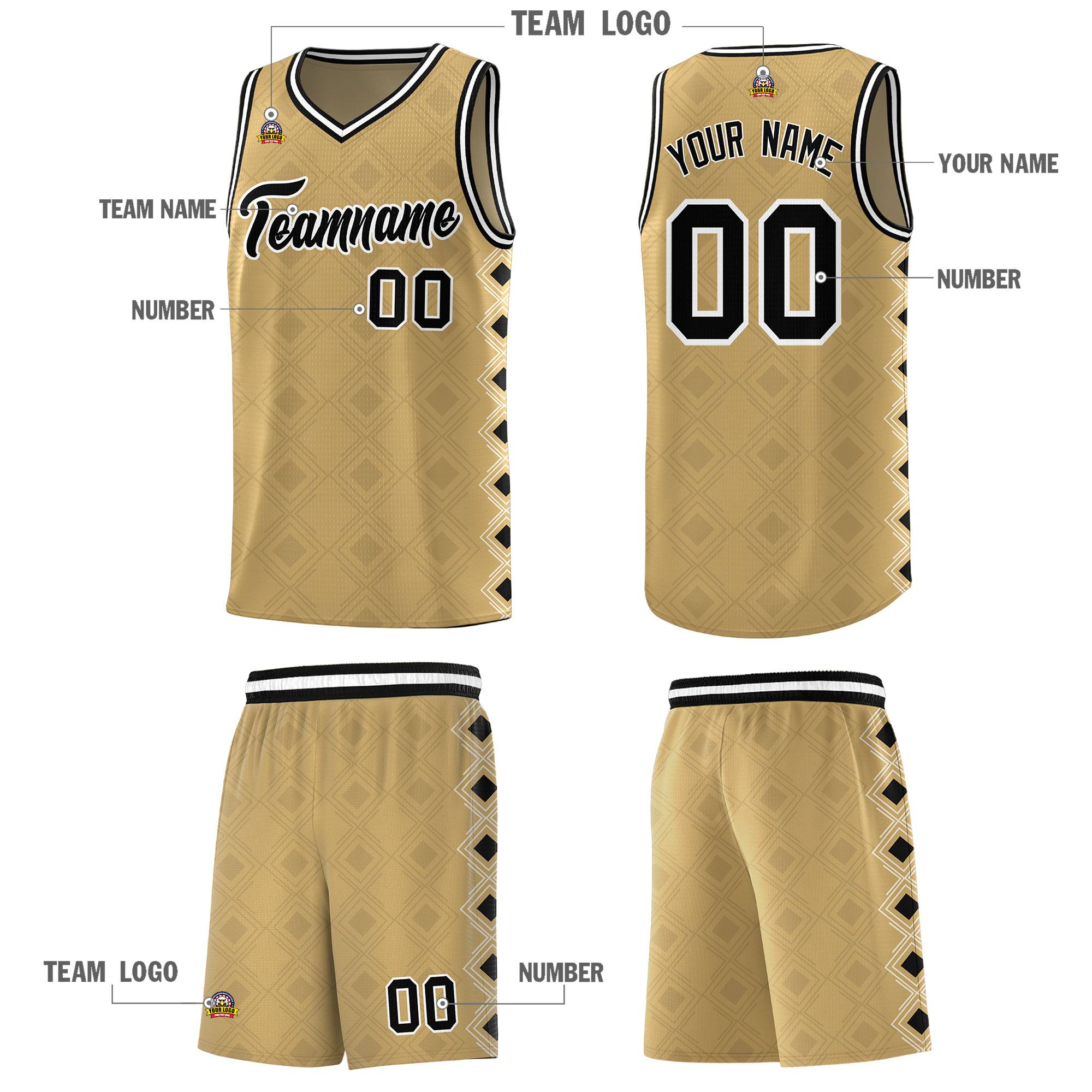 Custom Old Gold Side Blocks Sports Uniform Basketball Jersey