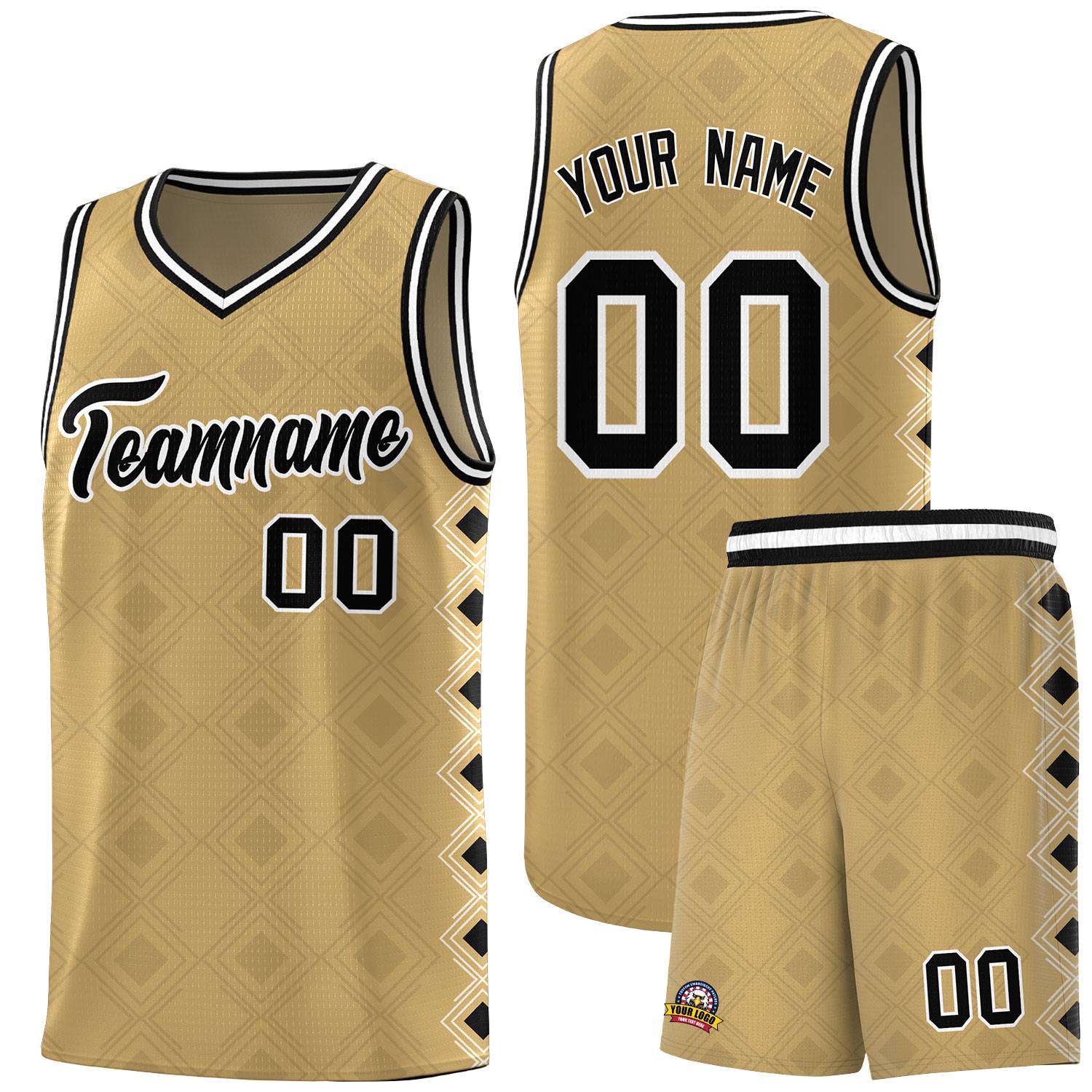 Custom Old Gold Side Blocks Sports Uniform Basketball Jersey