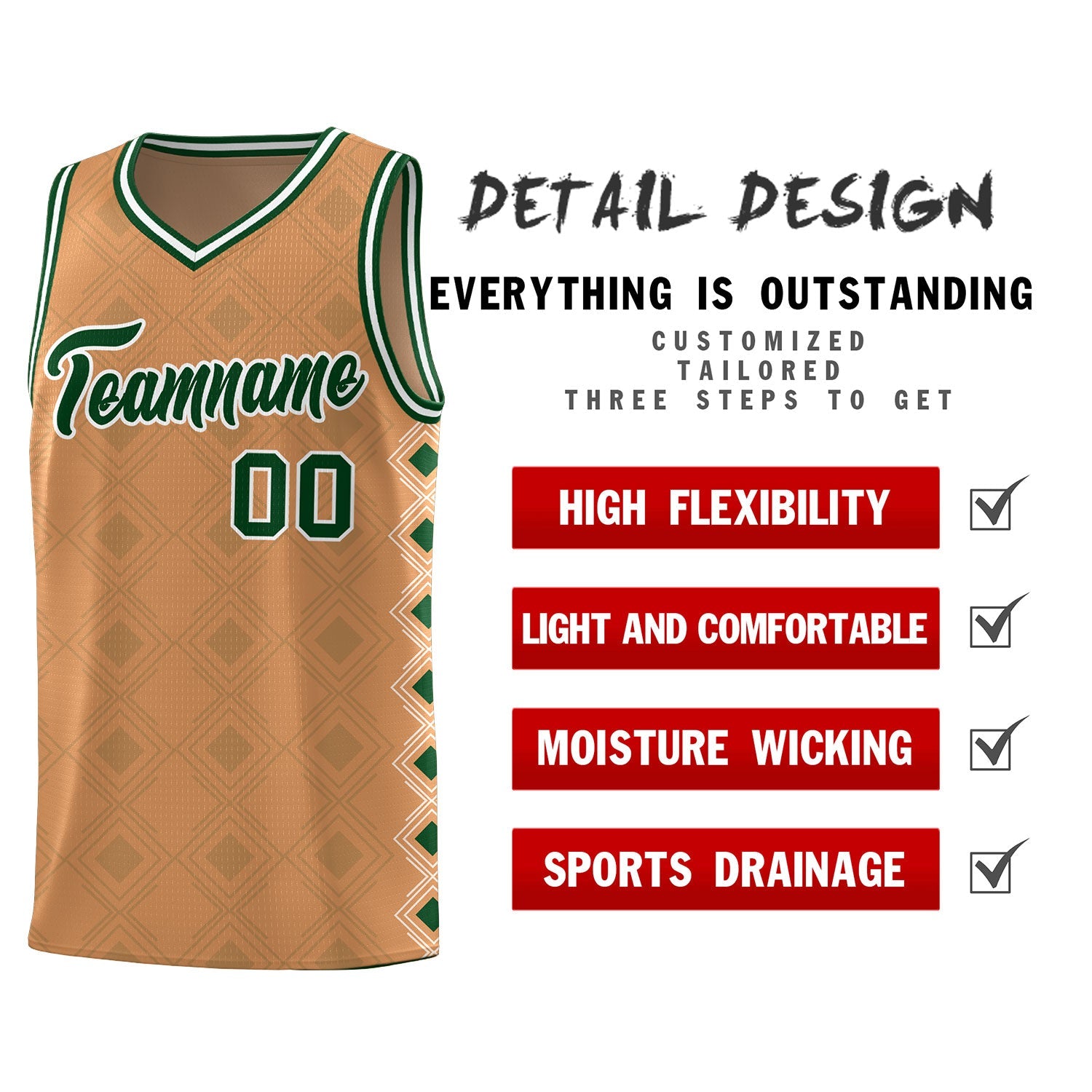 Custom Light Brown Side Blocks Sports Uniform Basketball Jersey