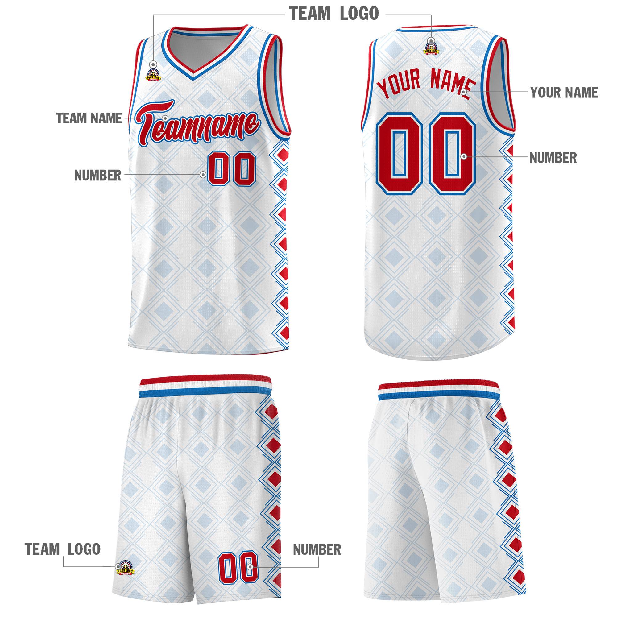 Custom White Side Blocks Sports Uniform Basketball Jersey