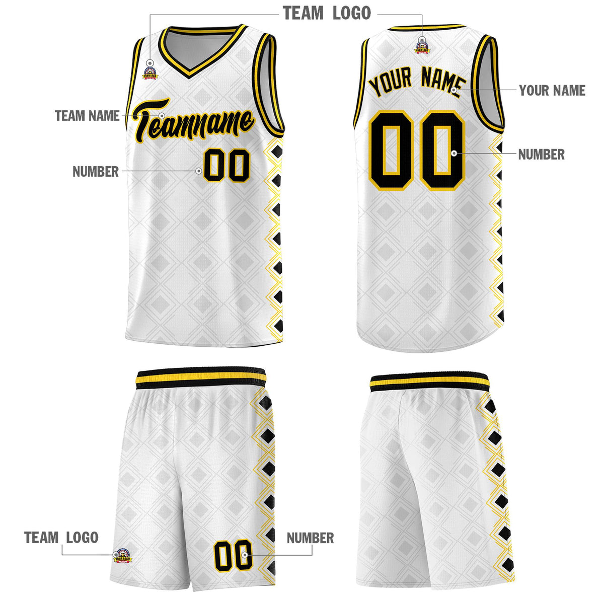 Custom White Side Blocks Sports Uniform Basketball Jersey