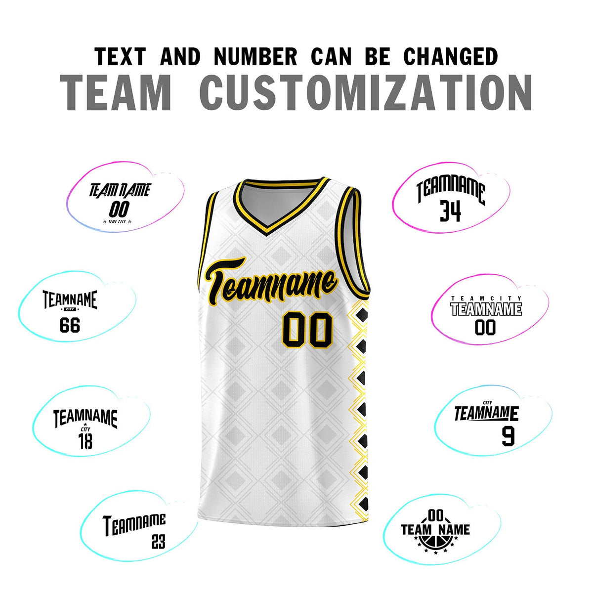 Custom White Side Blocks Sports Uniform Basketball Jersey