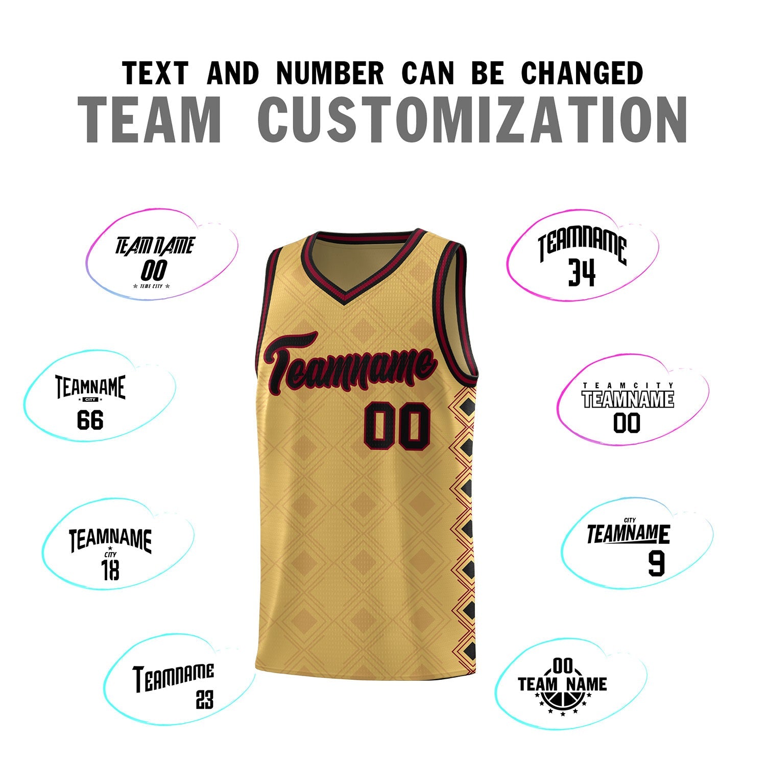 Custom Old Gold Side Blocks Sports Uniform Basketball Jersey