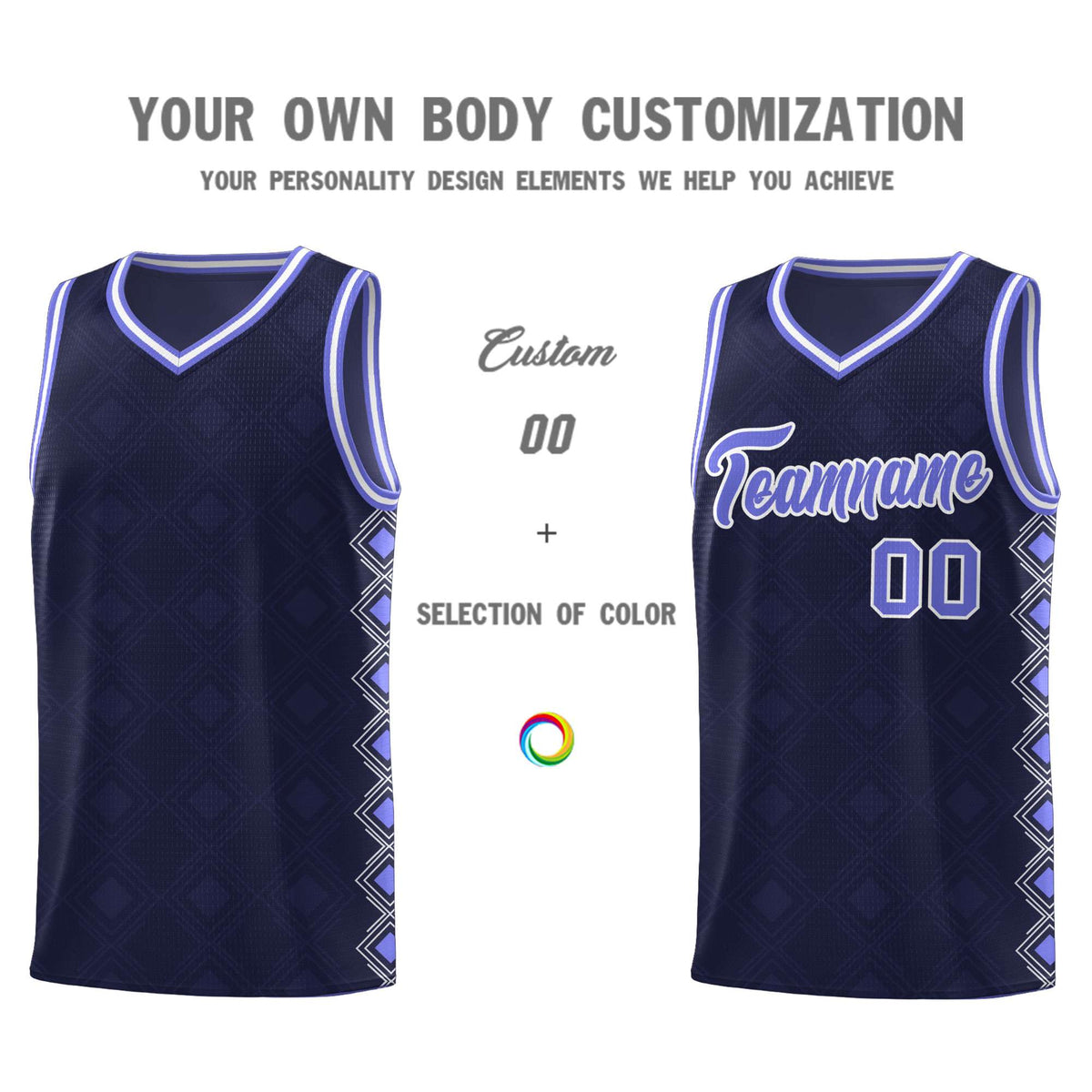 Custom Navy Side Blocks Sports Uniform Basketball Jersey