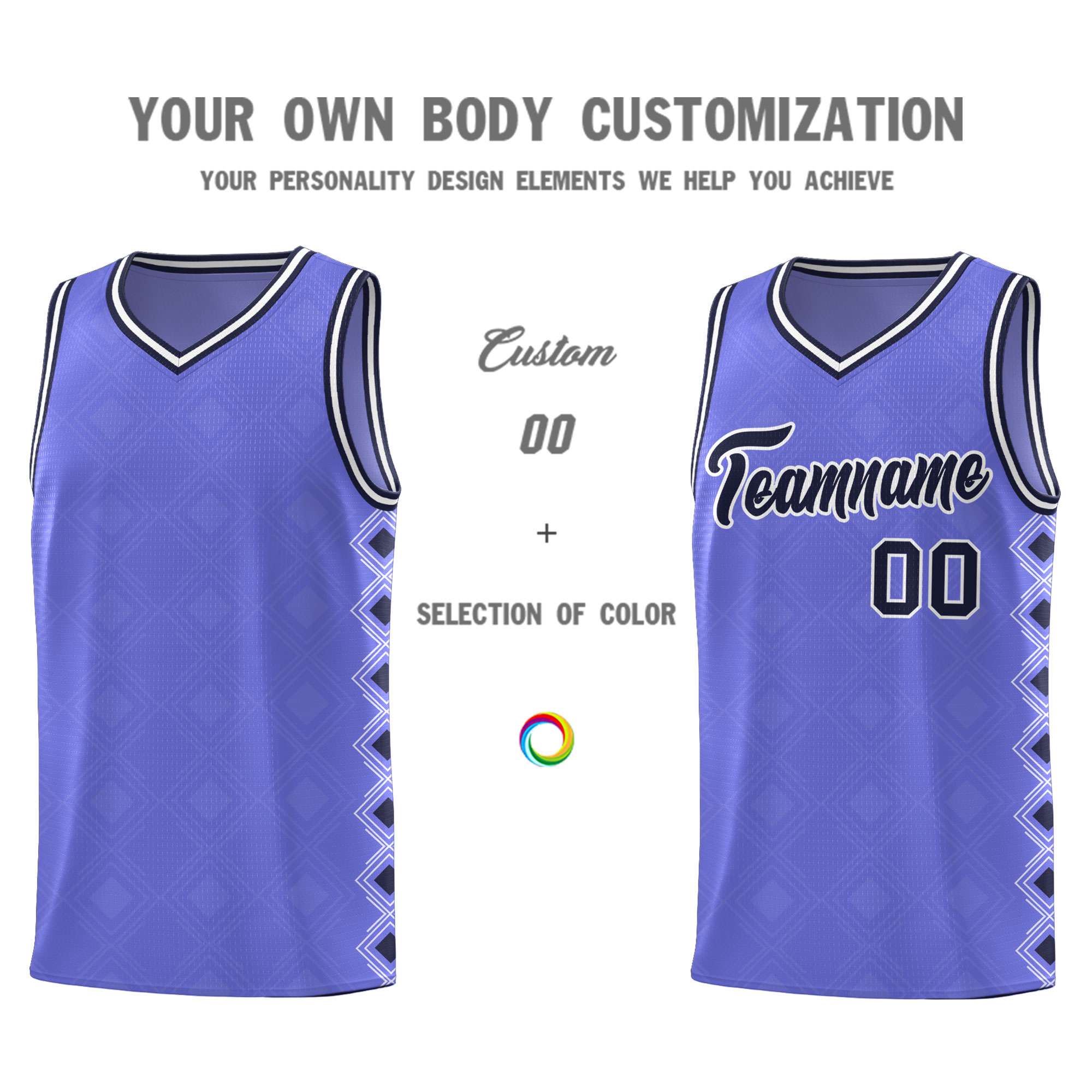 Custom Purple Side Blocks Sports Uniform Basketball Jersey