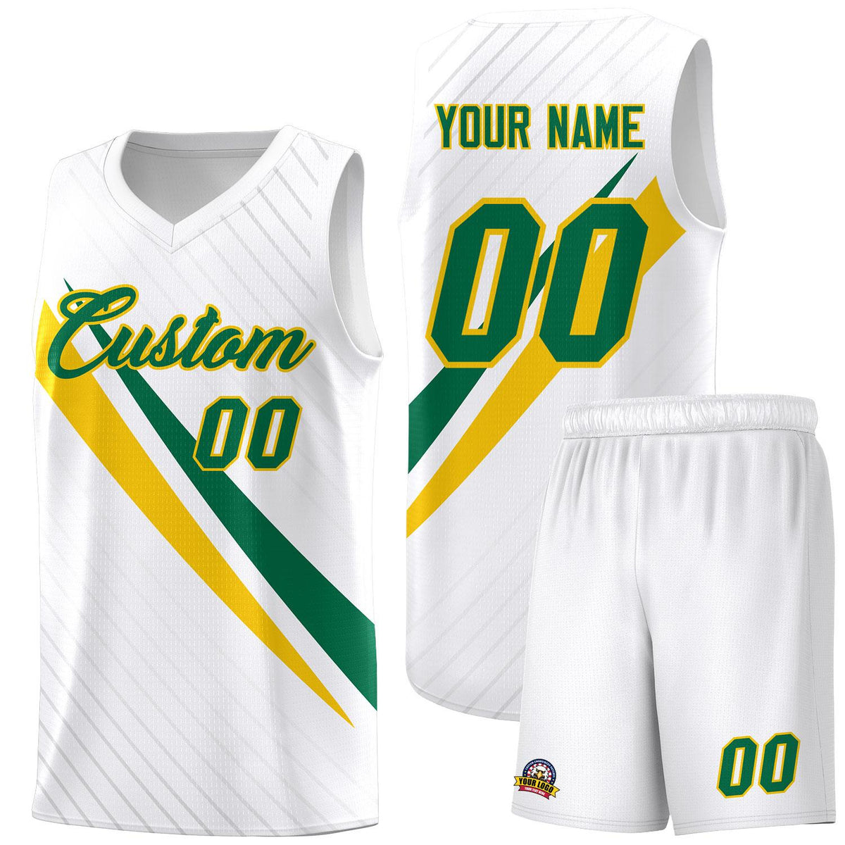 Custom White Diagonal Pinstripe Pattern Color Block Sports Uniform Basketball Jersey
